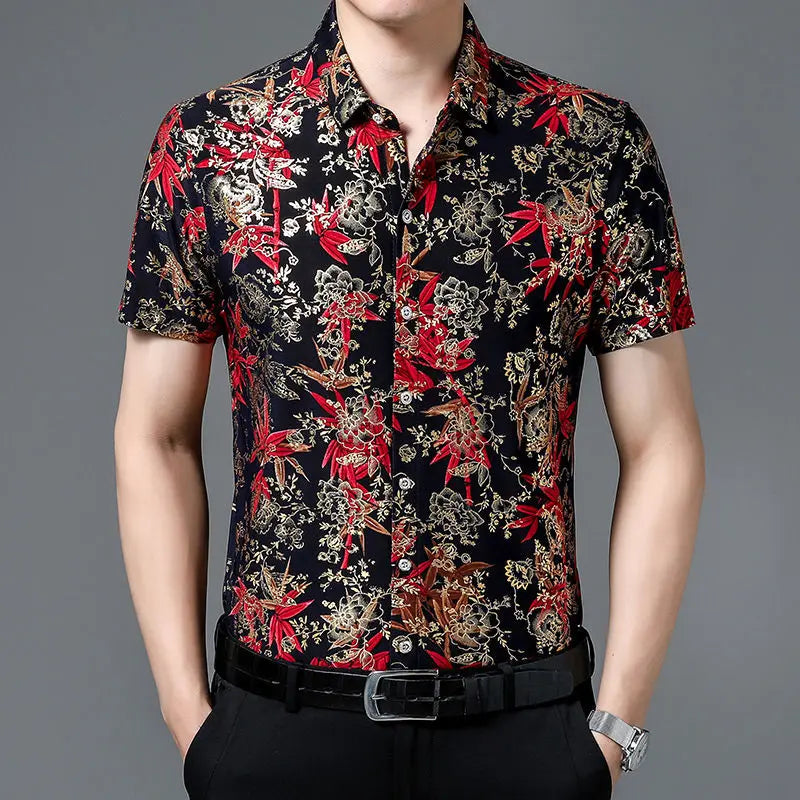 Mierda Short Sleeve Shirt - Red Black and Gold