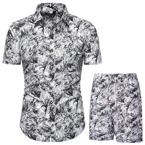 Verano Jungle Collage White Short Sleeve and Shorts Combo