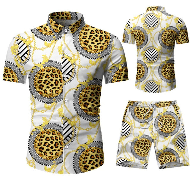 Verano Leopard Pancake Short Sleeve Shirt and Shorts Combo