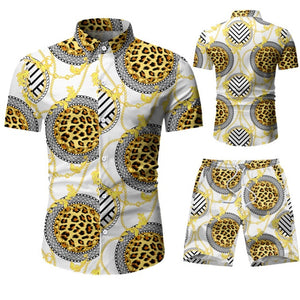 Verano Leopard Pancake Short Sleeve Shirt and Shorts Combo