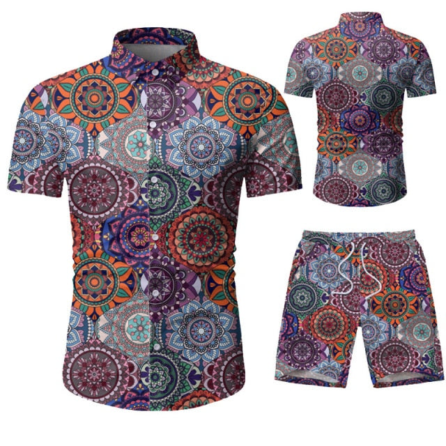 Verano Floral Eclipse Short Sleeve Shirt and Shorts Combo
