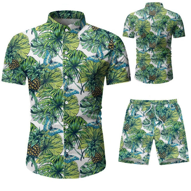 Verano Pineapple Plantation Short Sleeve Shirt and Shorts Combo