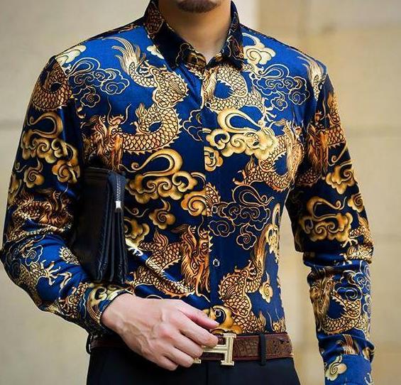 Machotes Dragon's Wrath Blue Long Sleeve Shirt - Pacho Herrera Narcos Shirts