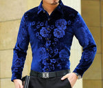 Machotes Velvet Rose Blue Long Sleeve Shirt - Pacho Herrera Narcos Shirts
