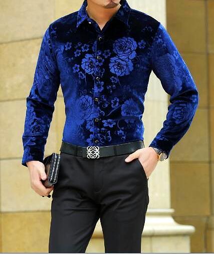 Machotes Velvet Rose Blue Long Sleeve Shirt - Pacho Herrera Narcos Shirts