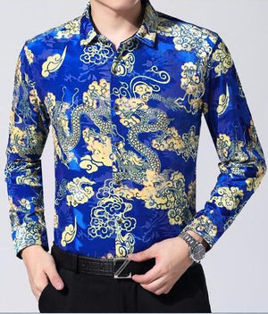 Machotes Black/Blue Dragon Long Sleeve Shirt - Pacho Herrera Narcos Shirts